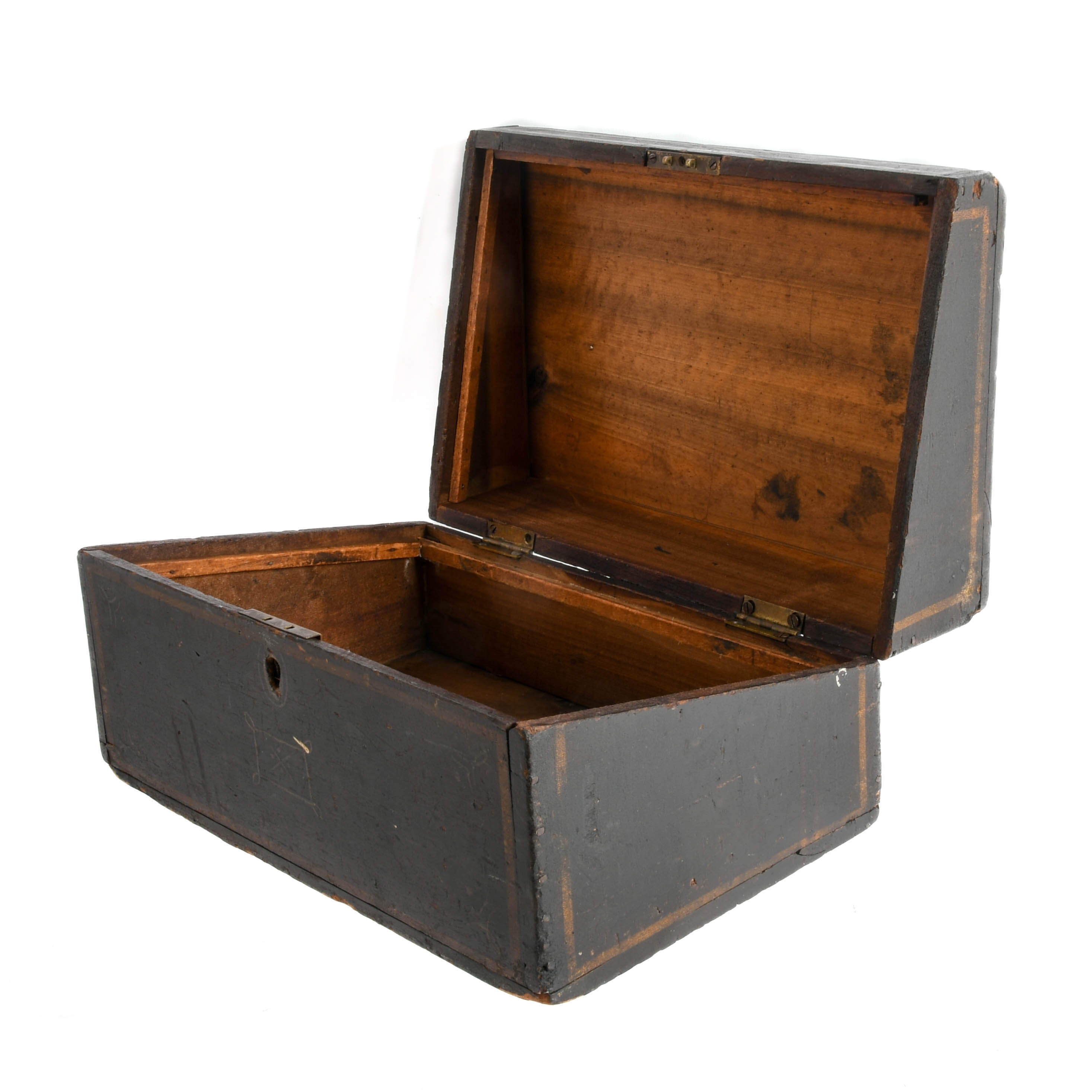 Antique Embossed Mono "F" Wood Travel Writing Desk Box-2