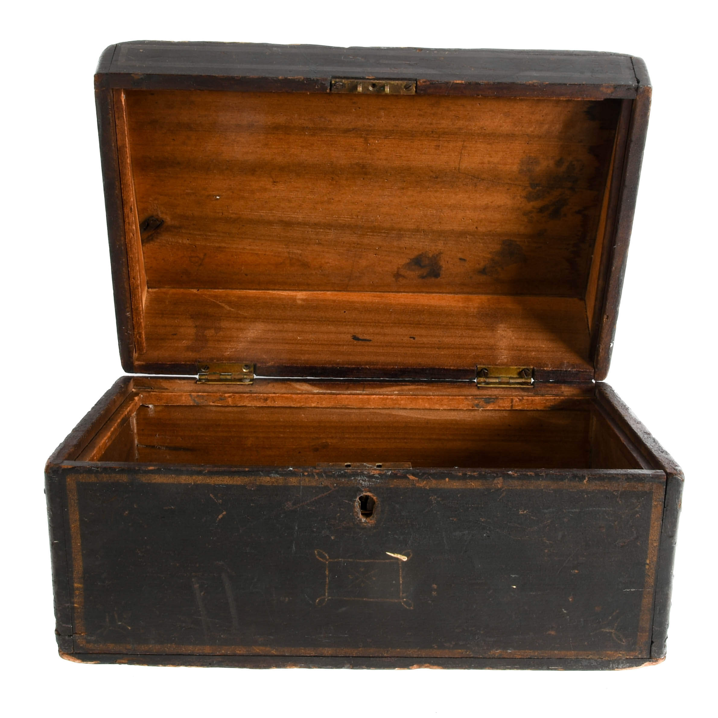 Antique Embossed Mono "F" Wood Travel Writing Desk Box-1