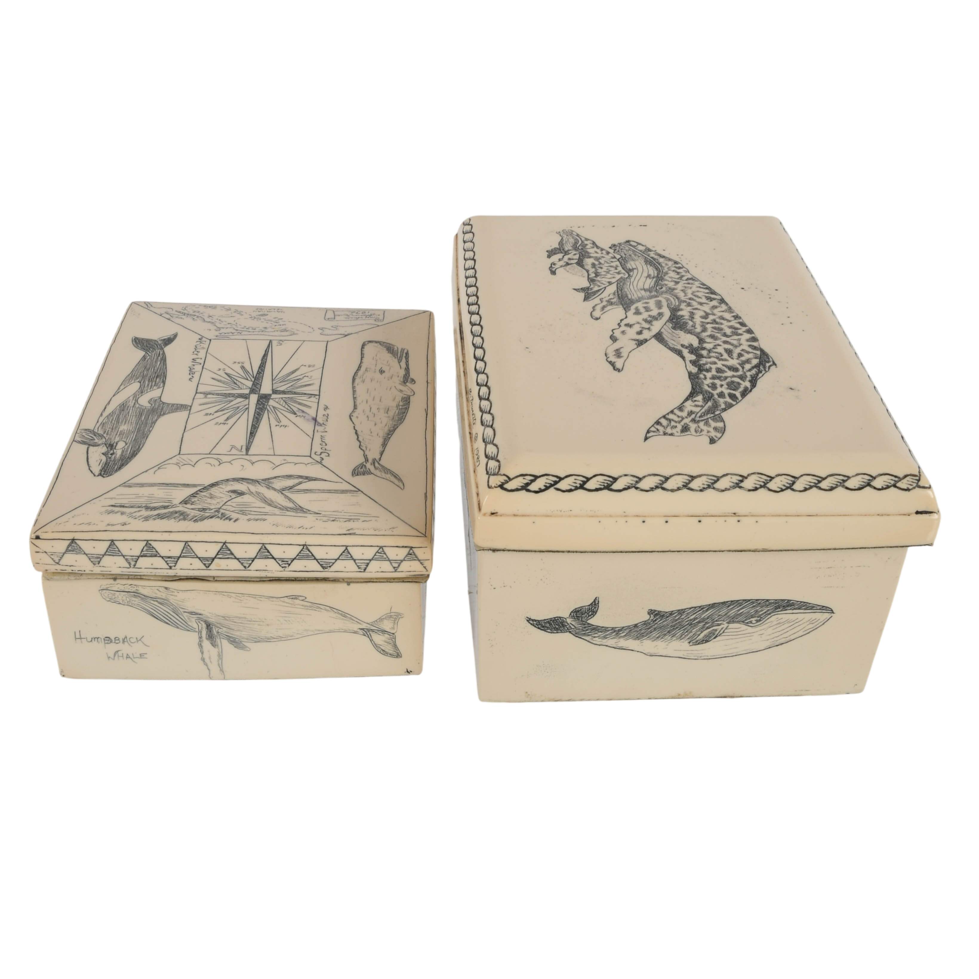 Set of Three Faux Ivory Trinket Boxes-9