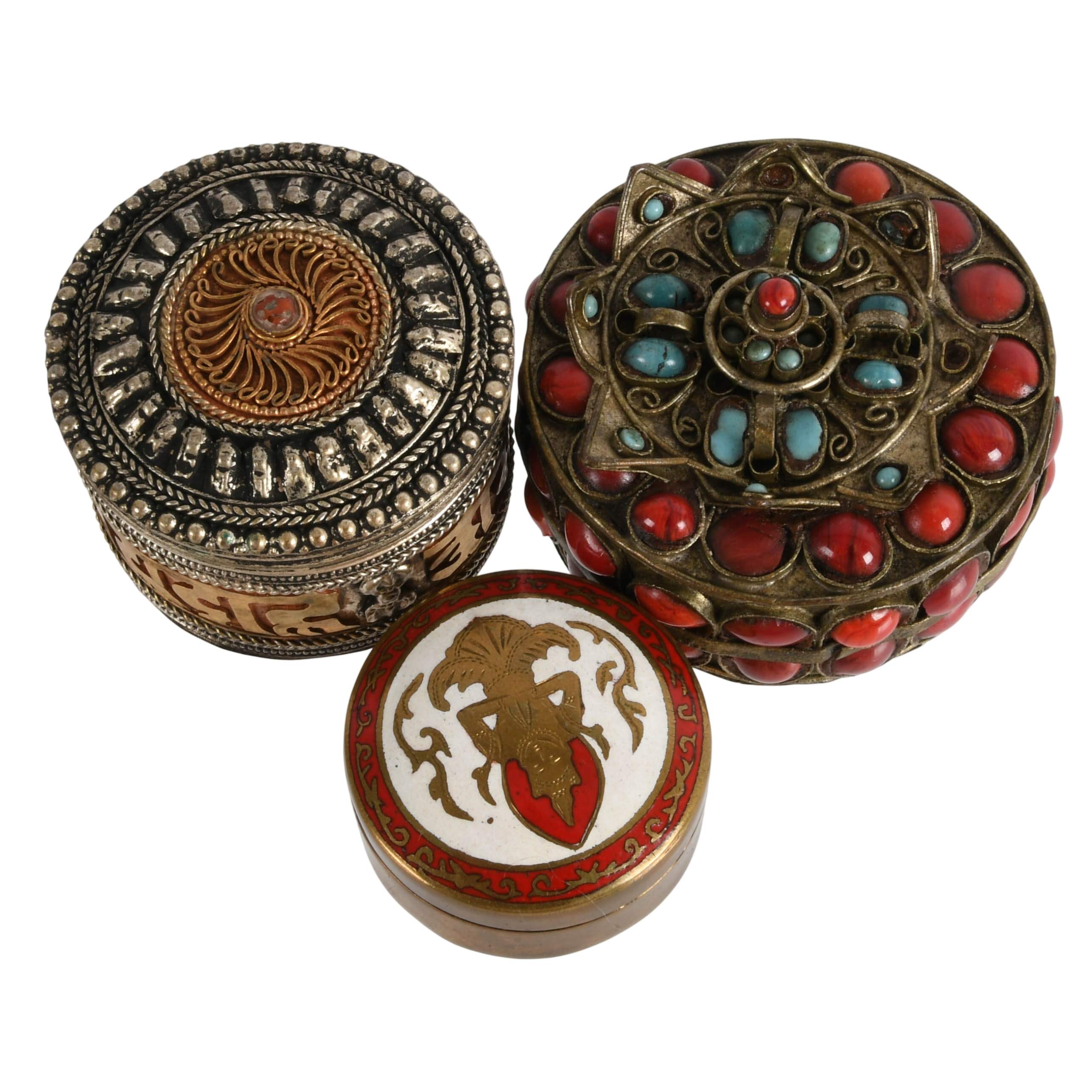 Grouping of Hand-Made Tibetan Metal Filigree Trinket Boxes-5