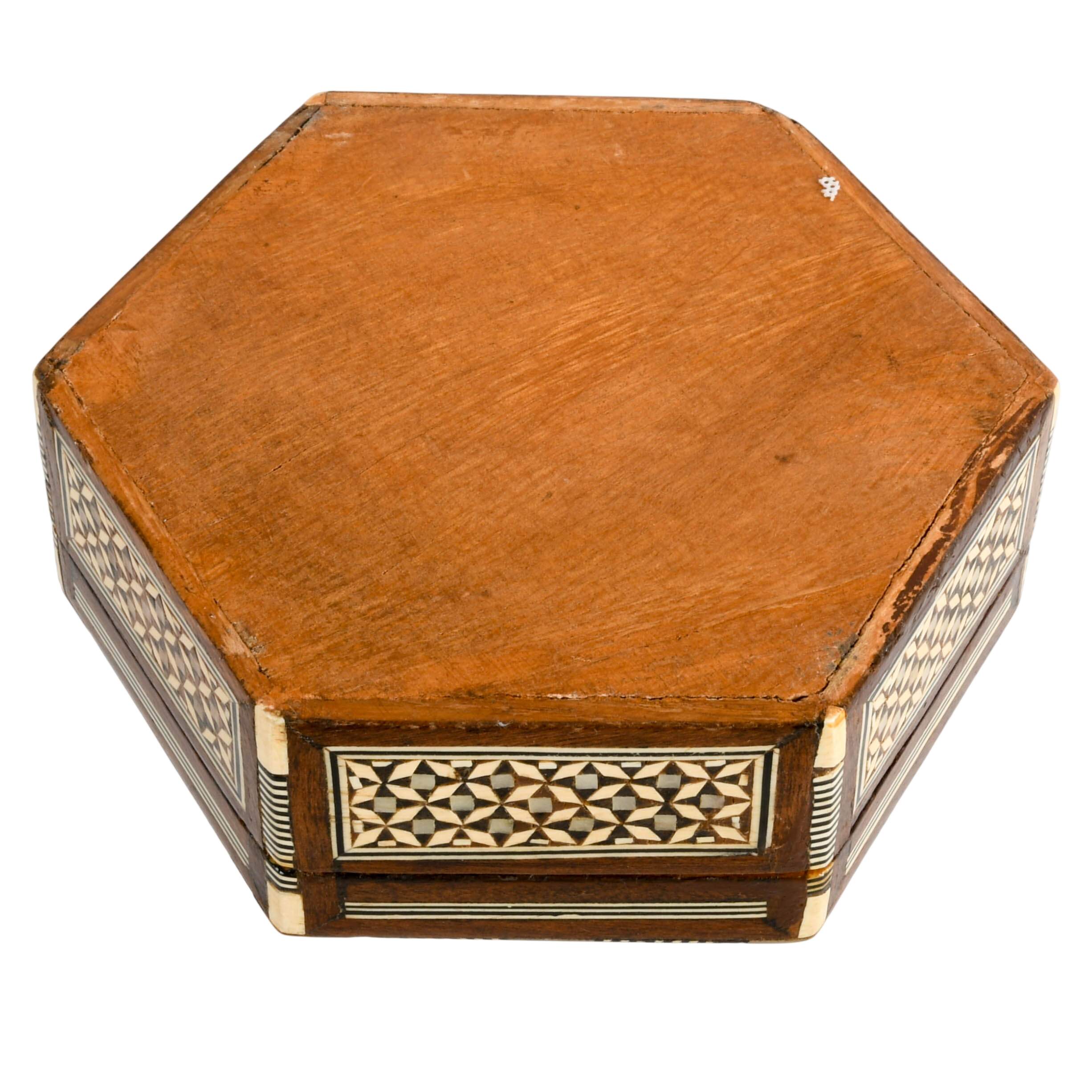 Mother of Pearl Inlaid Mosaic Marquetry Wooden Jewelry Box-5