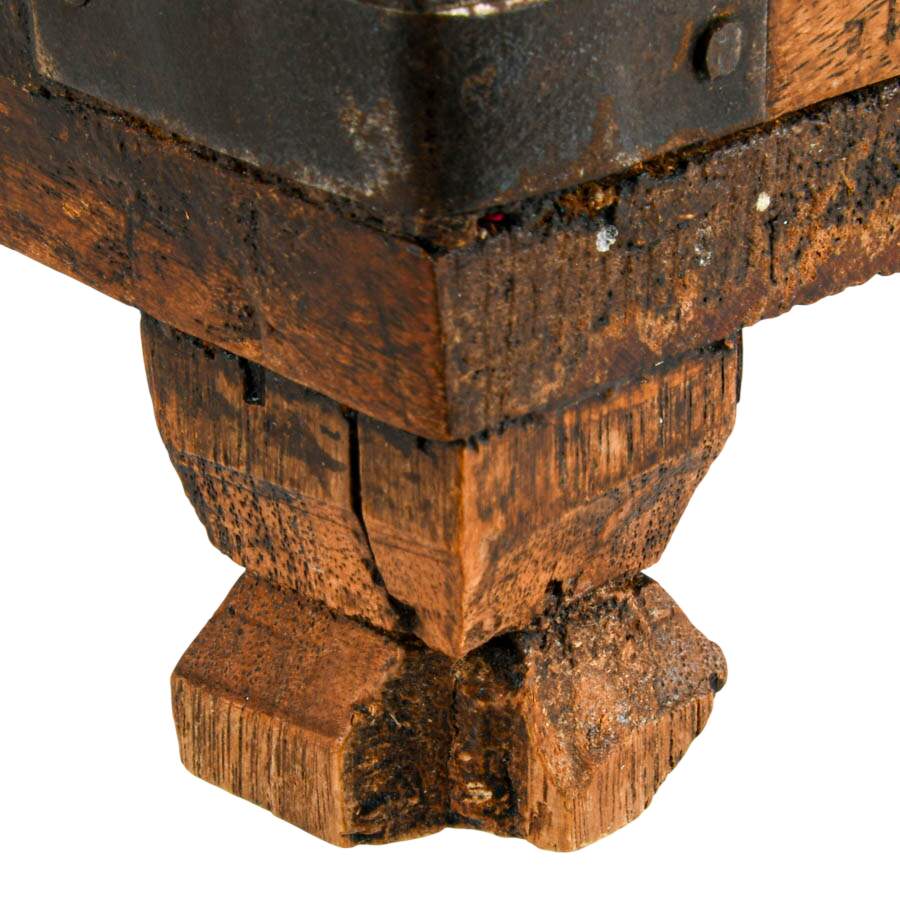 Antique Indian Hand-Carved Wood Merchant's Box-3