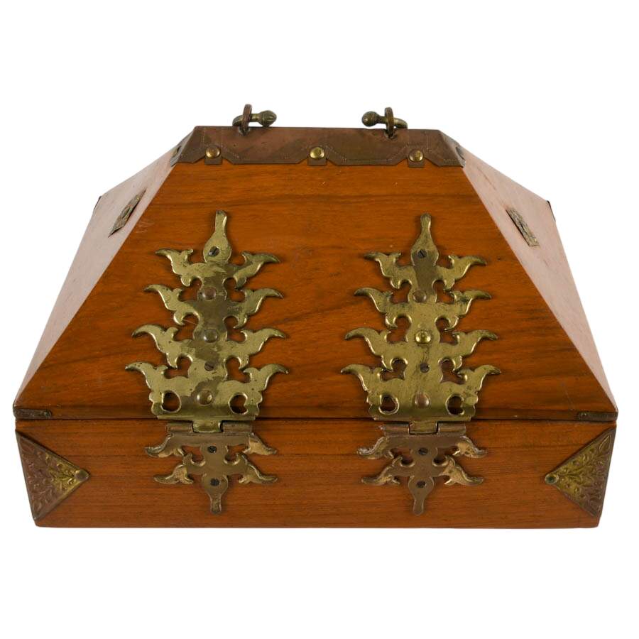 Antique South Indian Exotic Wood Kerala Dowry Box-8