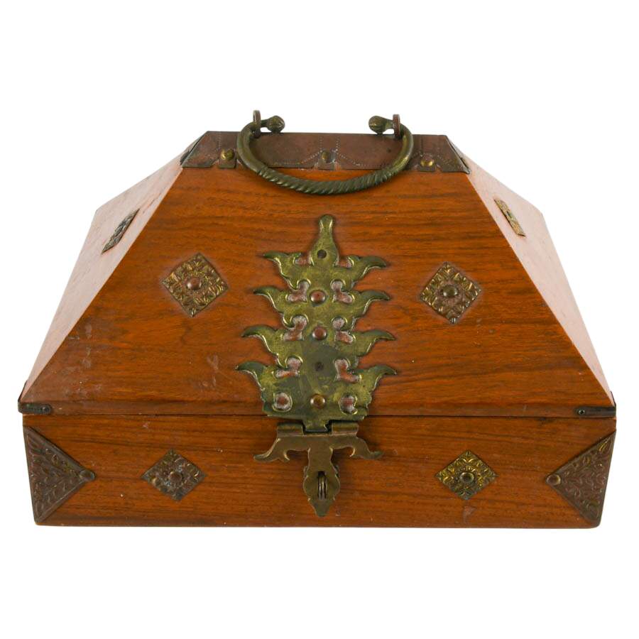 Antique South Indian Exotic Wood Kerala Dowry Box-6