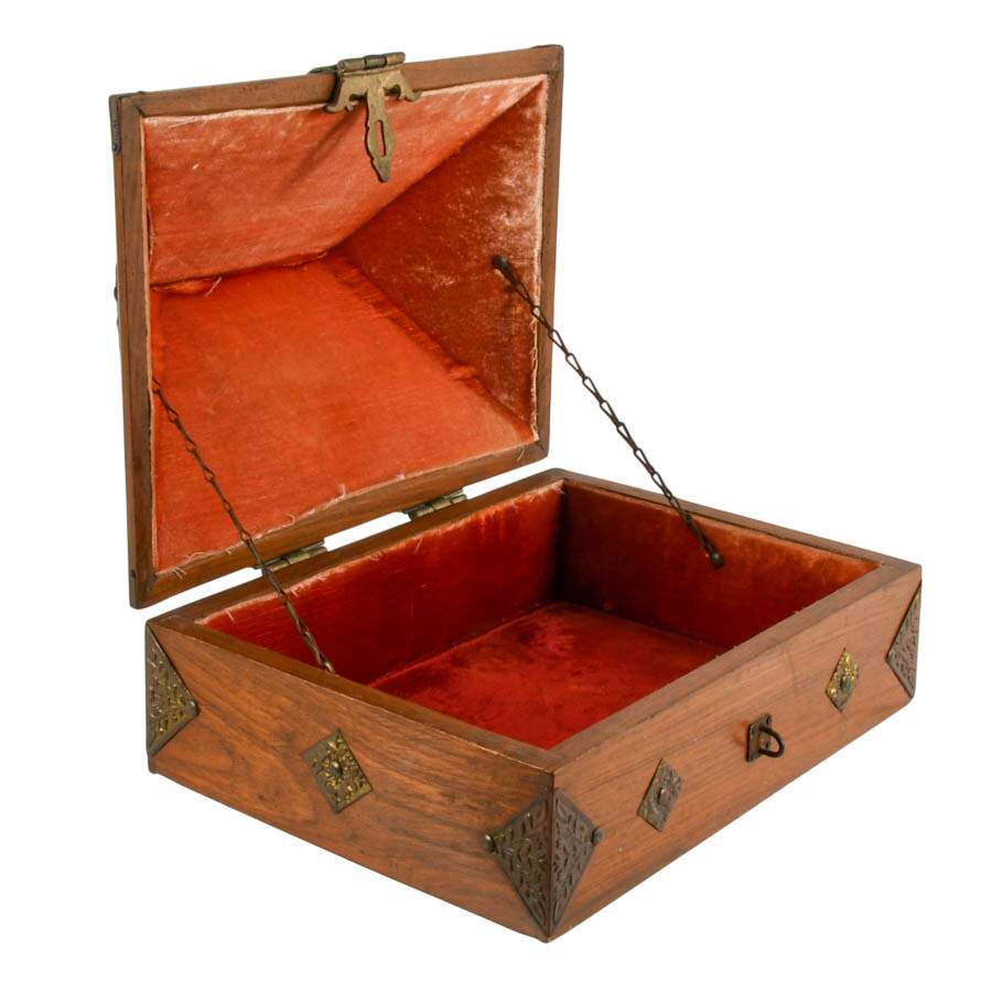 Antique South Indian Exotic Wood Kerala Dowry Box-5