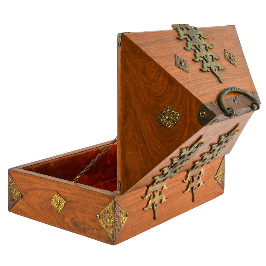 Antique South Indian Exotic Wood Kerala Dowry Box-3