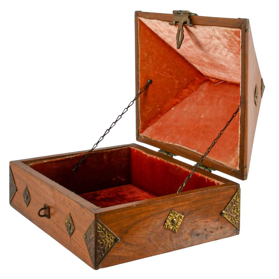 Antique South Indian Exotic Wood Kerala Dowry Box-2