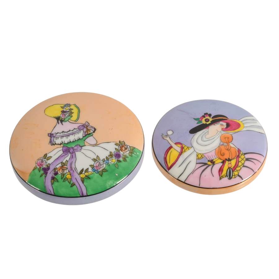 Pair of Noritake Lusterware Vanity Powder Boxes-1