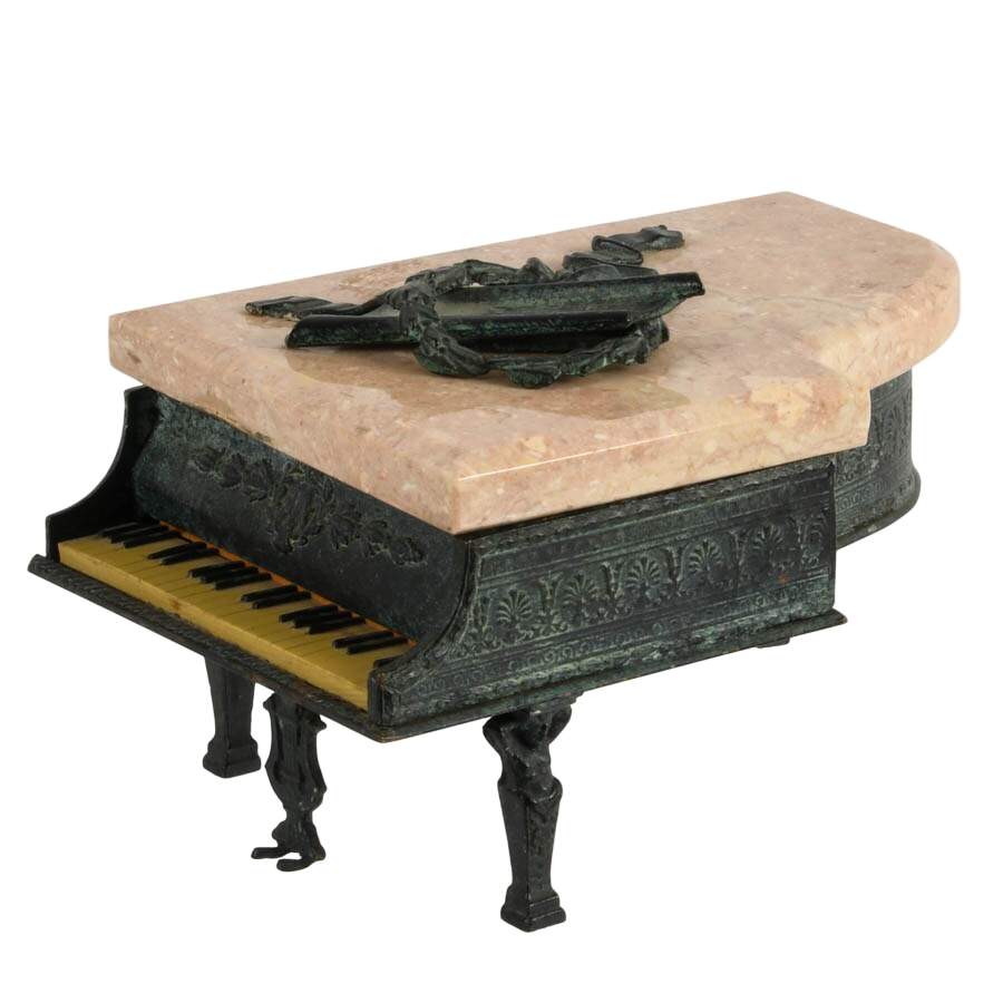 Swiss Thorens Reuge Bronze and Marble Grand Piano Music Box-5