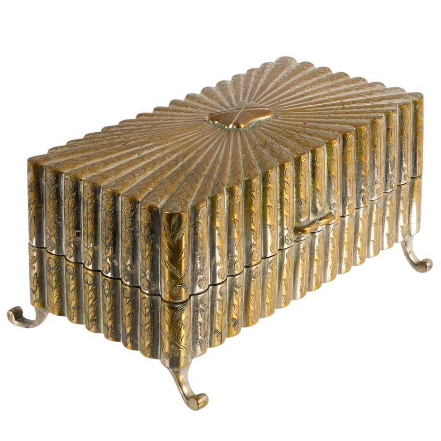Vintage Fred Zimablist Footed Brass Music Box Case-5