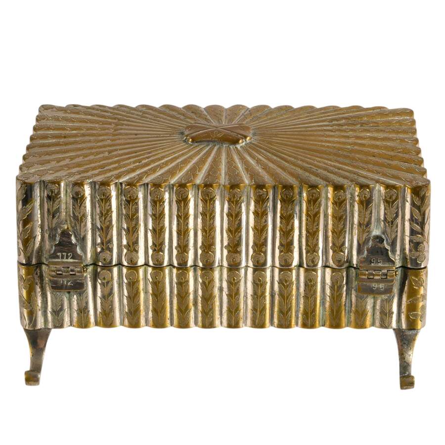 Vintage Fred Zimablist Footed Brass Music Box Case-4