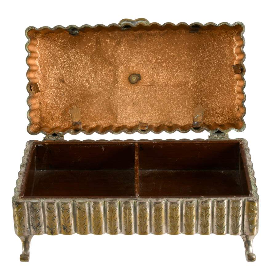 Vintage Fred Zimablist Footed Brass Music Box Case-1