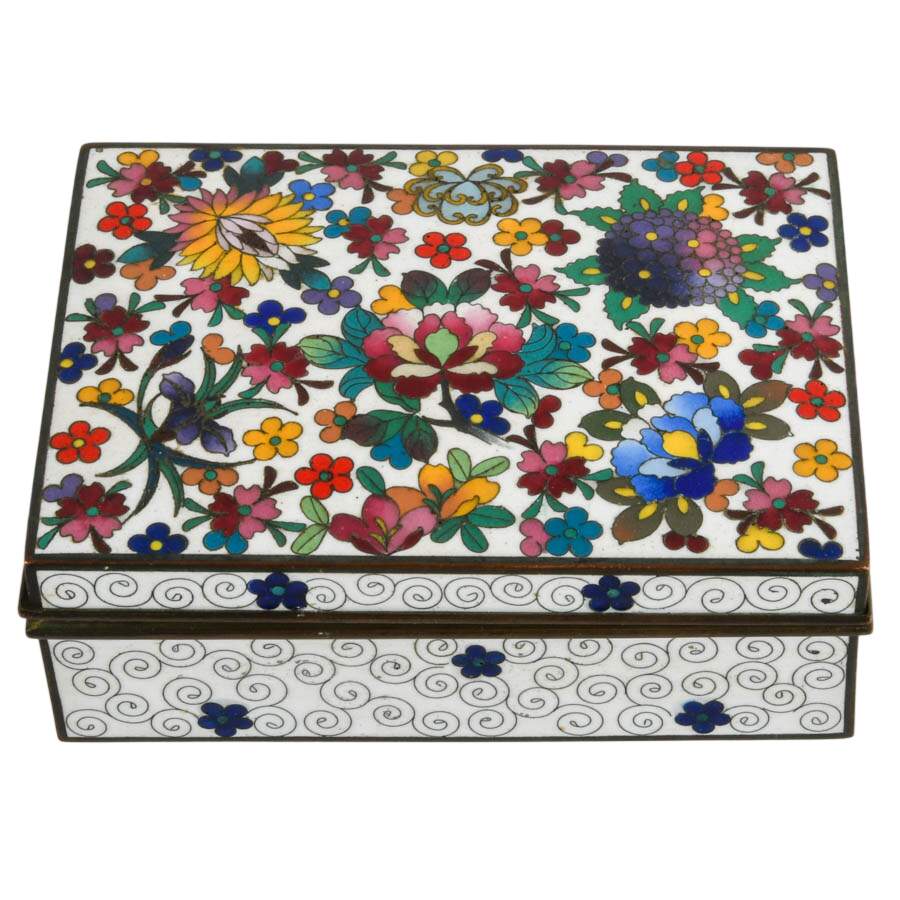 Japanese Polychrome Floral Cloisonné Box-3