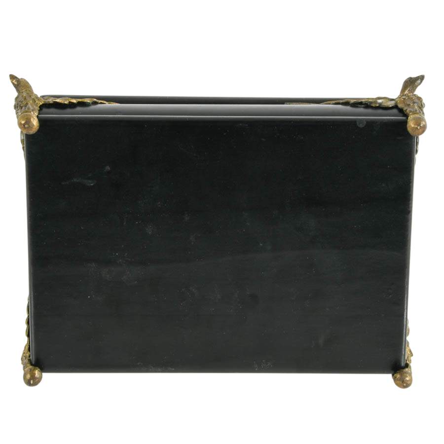 Signed Russian Hand-Painted Lacquerware Box with Brass Bird Feet-8