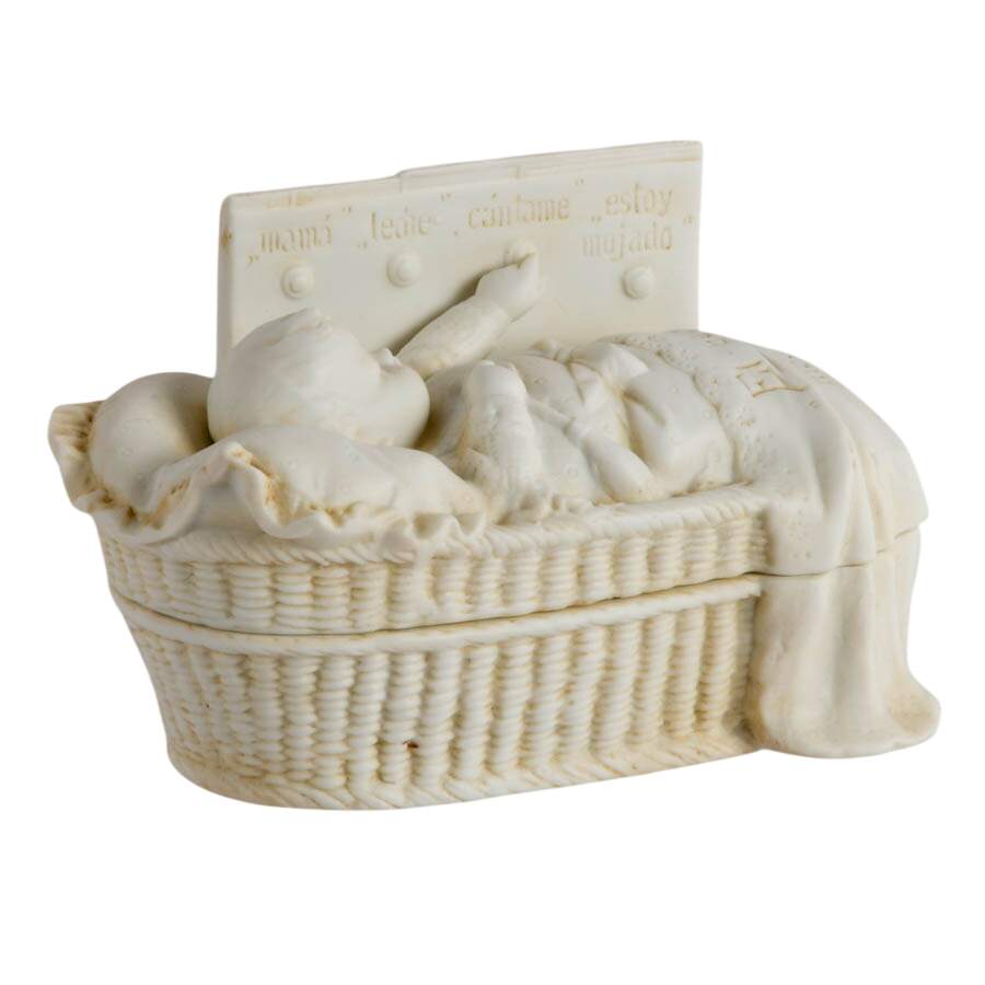 Antique Spanish "The Modern Baby" Bisque Box-5