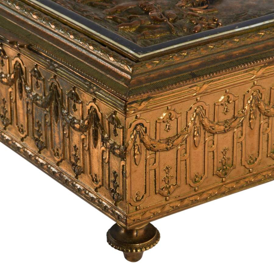 Antique French Bronze Music Sewing Casket Box-8