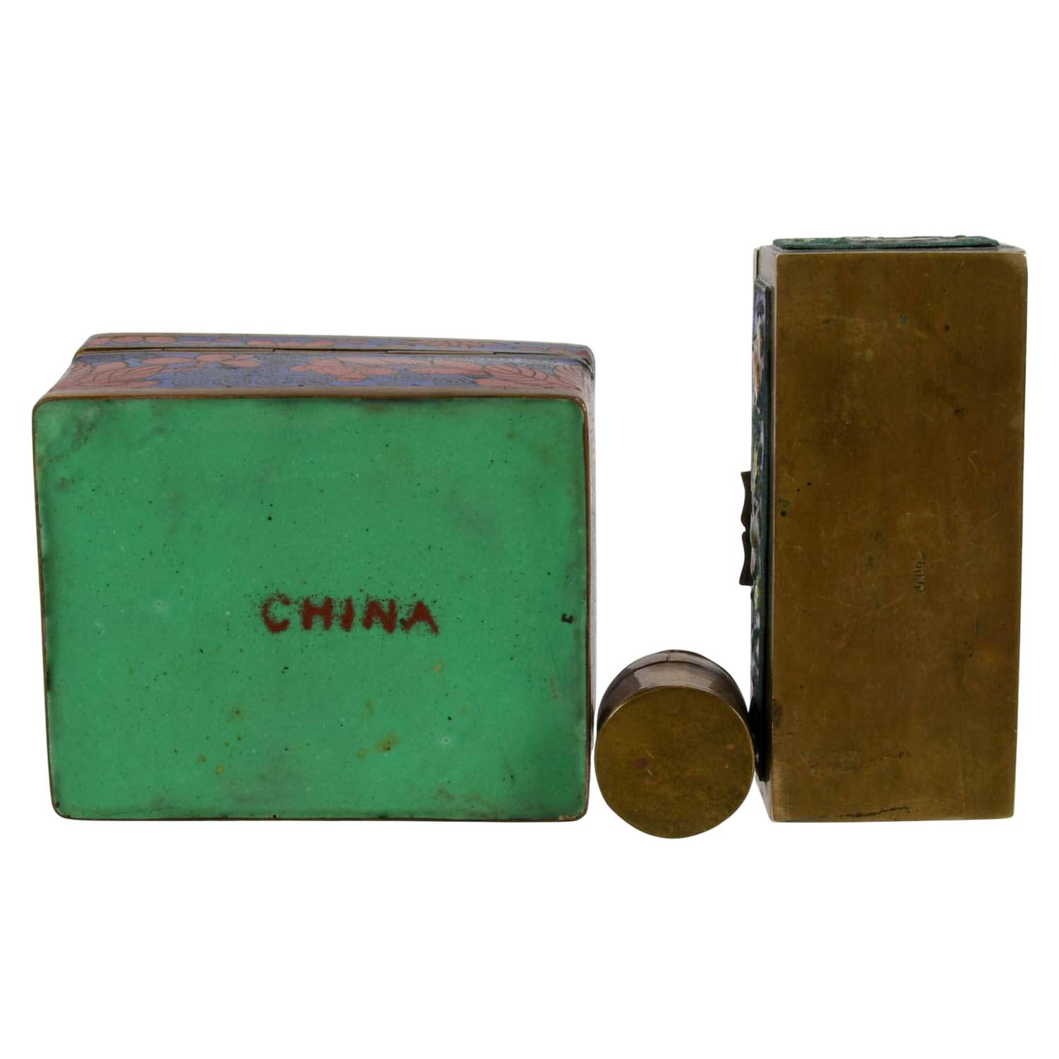 Grouping of Three Cloisonné Trinket Boxes-9