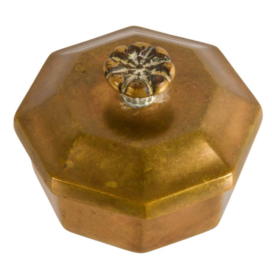Mid-Century Brass Octagonal Trinket Box-2