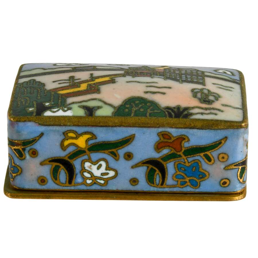 Trio of Cloisonné and Hand-Painted Chinese Trinket Boxes-8