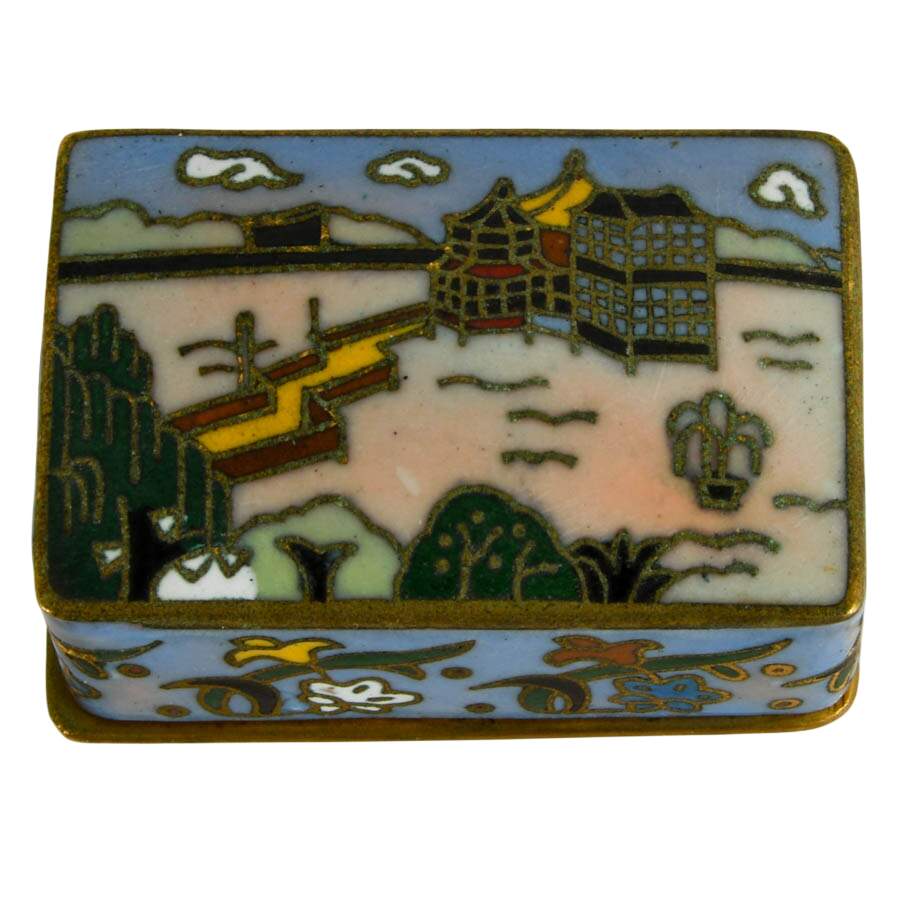Trio of Cloisonné and Hand-Painted Chinese Trinket Boxes-7