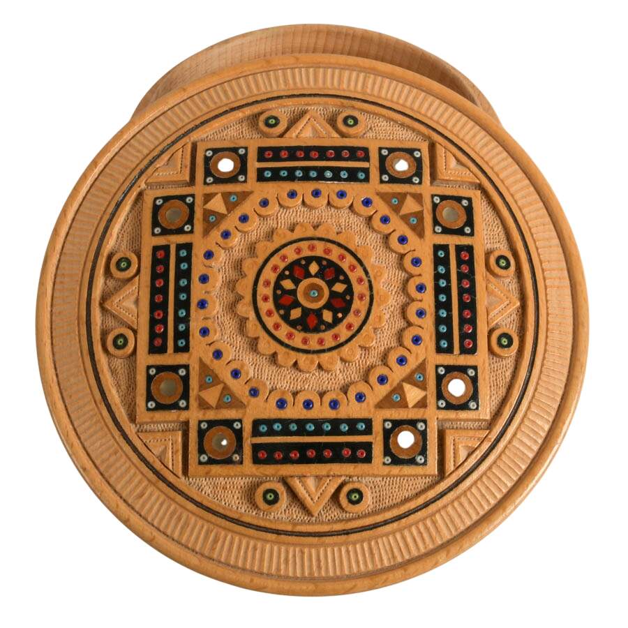 Pair of Ukrainian and Yugoslavian Wooden Trinket Boxes-3