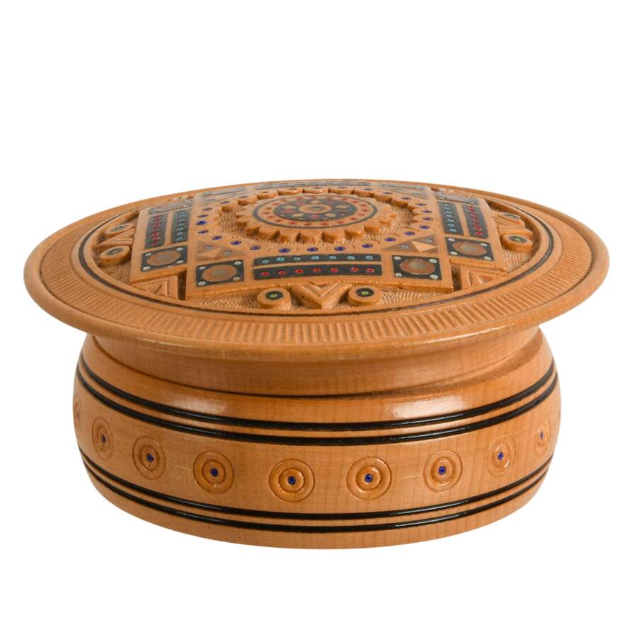 Pair of Ukrainian and Yugoslavian Wooden Trinket Boxes-2