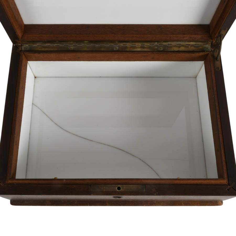 Jack's Antique Milk Glass Lined Hard Wood Cigar Humidor-6