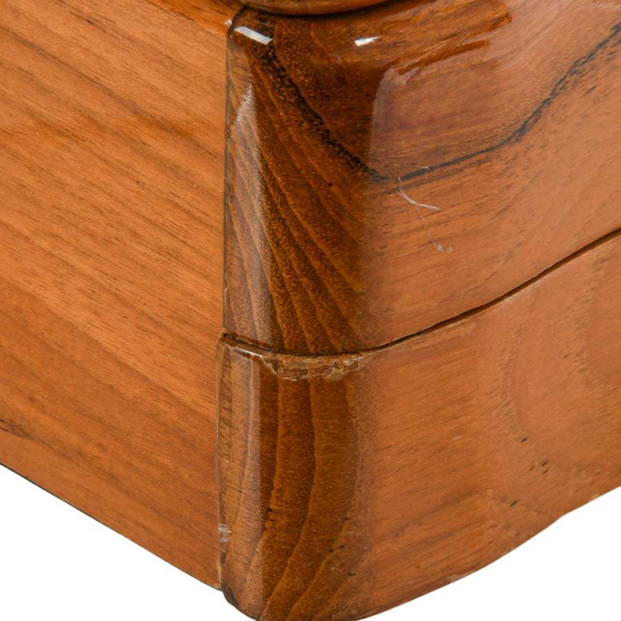 Mid-Century Wooden Jewelry Box with Green Velvet Lining-5