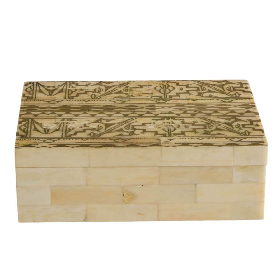 Indian Hand-Carved Bone Jewelry Box-1