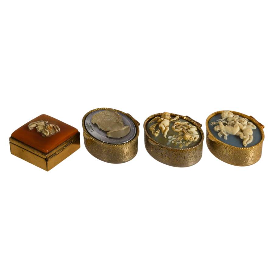 Four Cameo-Style Metal Pill Boxes-1