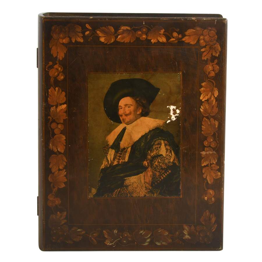 Antique Decorative Wooden Book Box Depicting Rembrandt-1