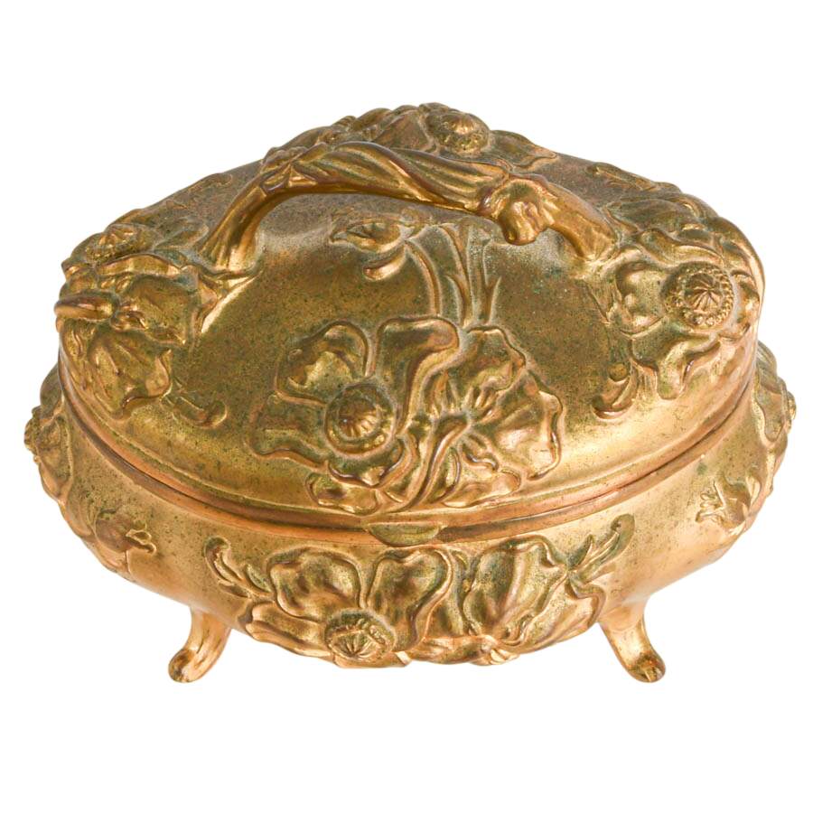 Antique J.B. Signifes Metal Jewelry Box-2
