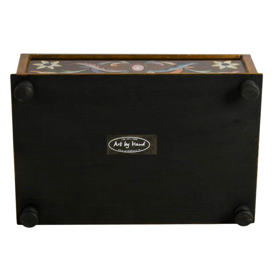 Hand-Painted Floral Glass and Wood Jewelry Box by Art by Hand-7