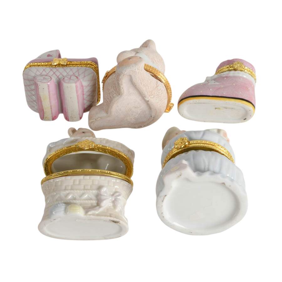 Five-Piece Porcelain Baby Girl Trinket Boxes-8