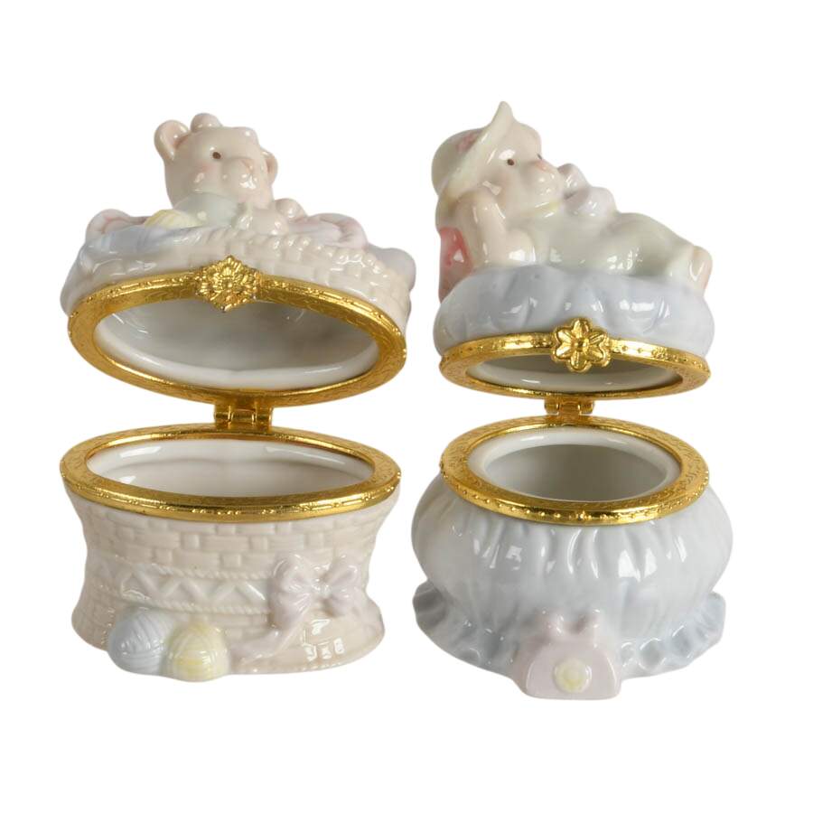 Five-Piece Porcelain Baby Girl Trinket Boxes-5