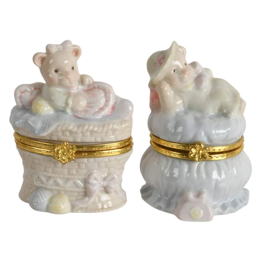 Five-Piece Porcelain Baby Girl Trinket Boxes-4