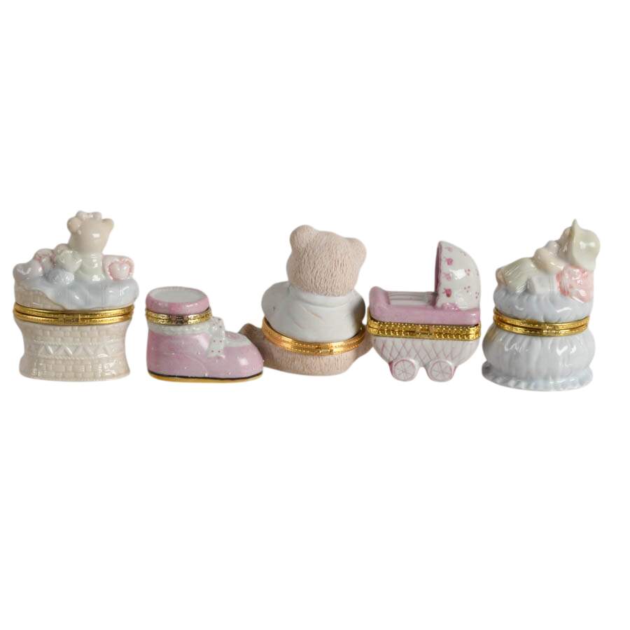 Five-Piece Porcelain Baby Girl Trinket Boxes-3