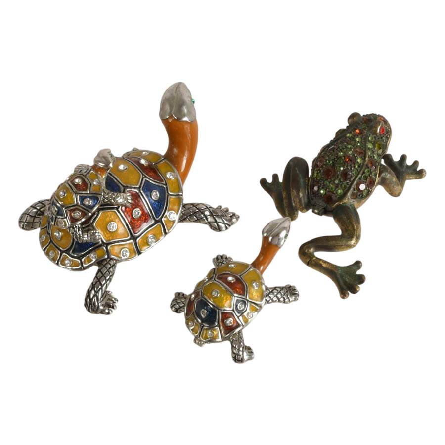 Four Porcelain and Metal Animal Jewelry Boxes-4