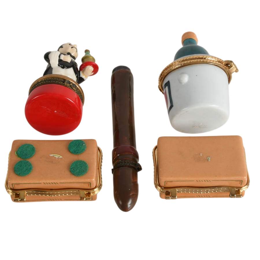 Five Porcelain Party Time Jewelry Boxes-8