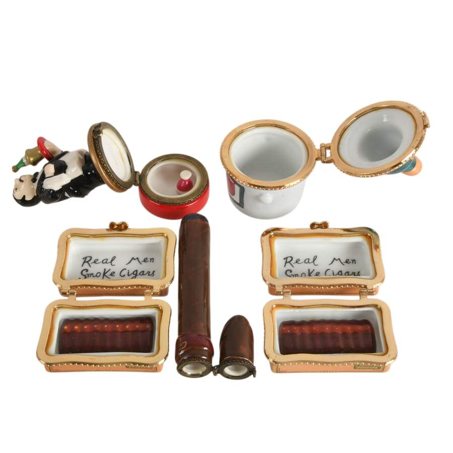Five Porcelain Party Time Jewelry Boxes-5