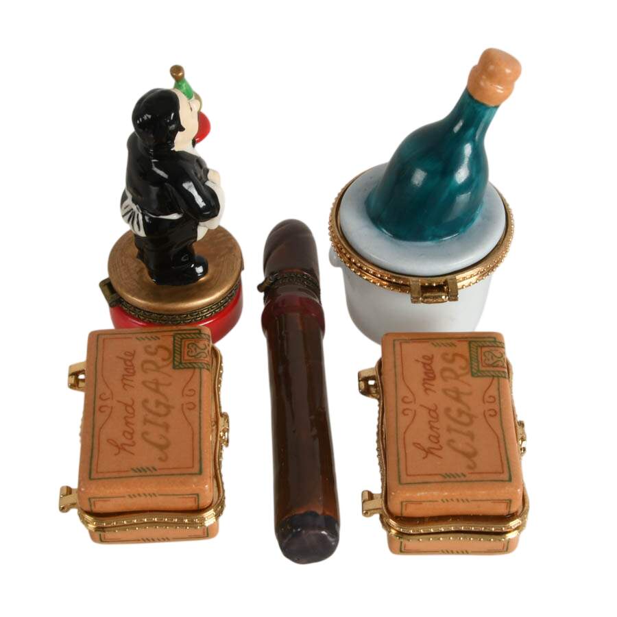 Five Porcelain Party Time Jewelry Boxes-4