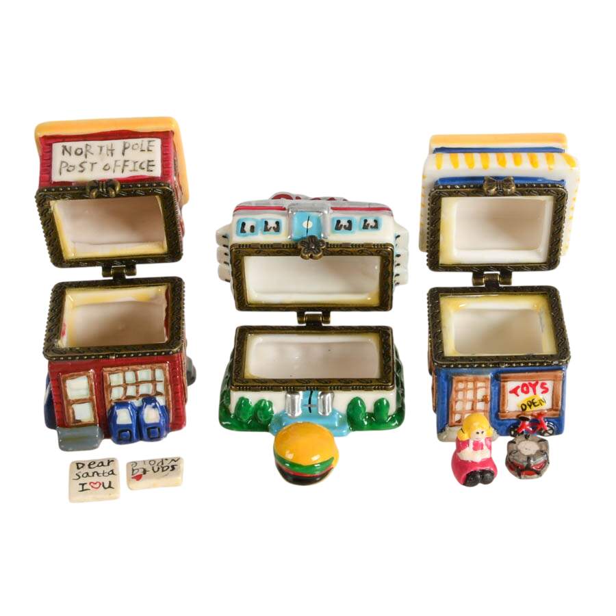 Seven Porcelain Town Folk Jewelry Boxes-4