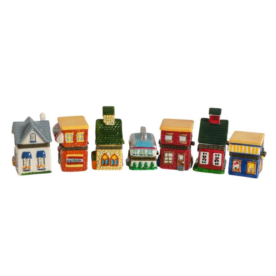 Seven Porcelain Town Folk Jewelry Boxes-2