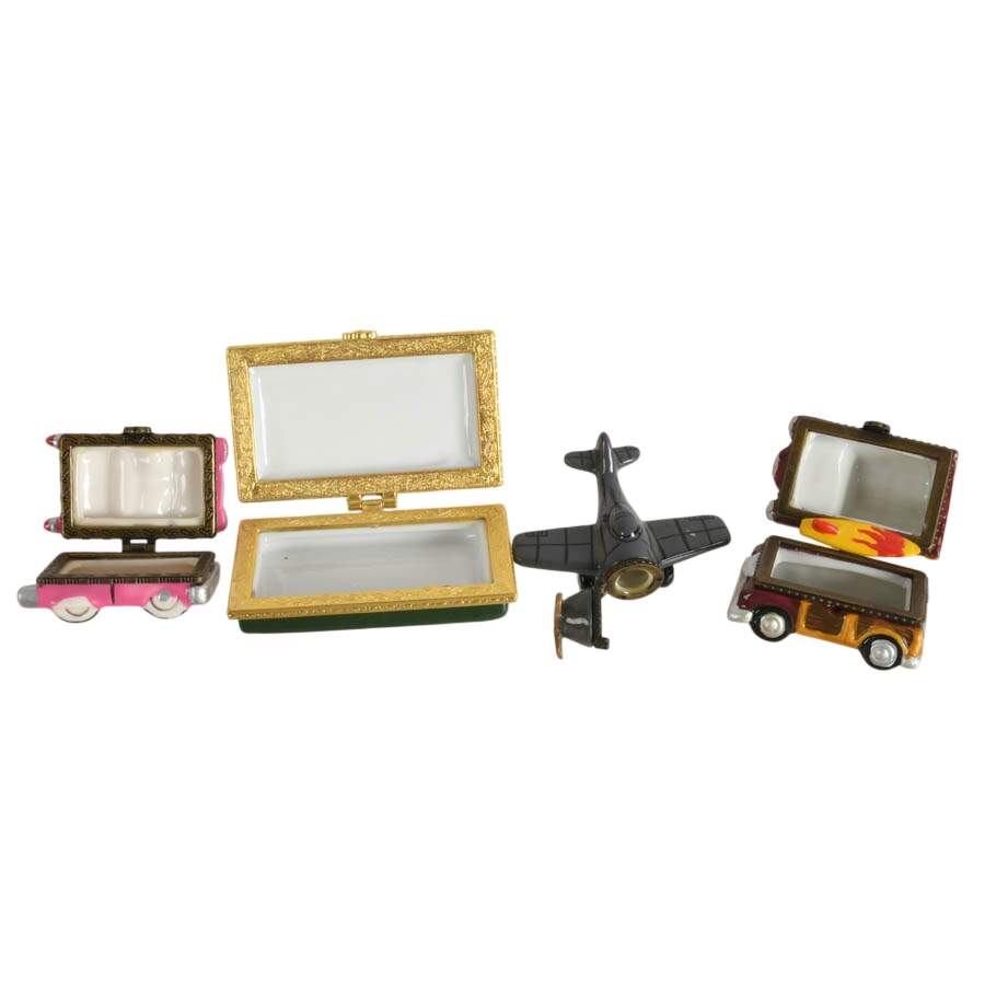 Six Porcelain Transportation Trinket Boxes-7