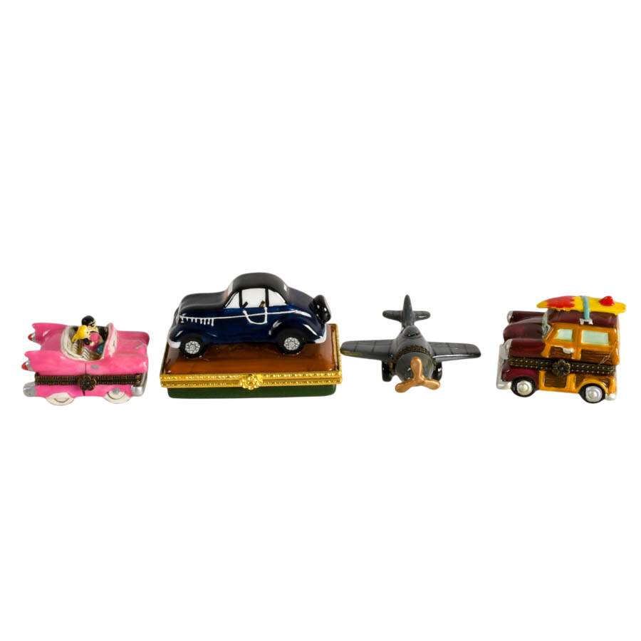 Six Porcelain Transportation Trinket Boxes-6