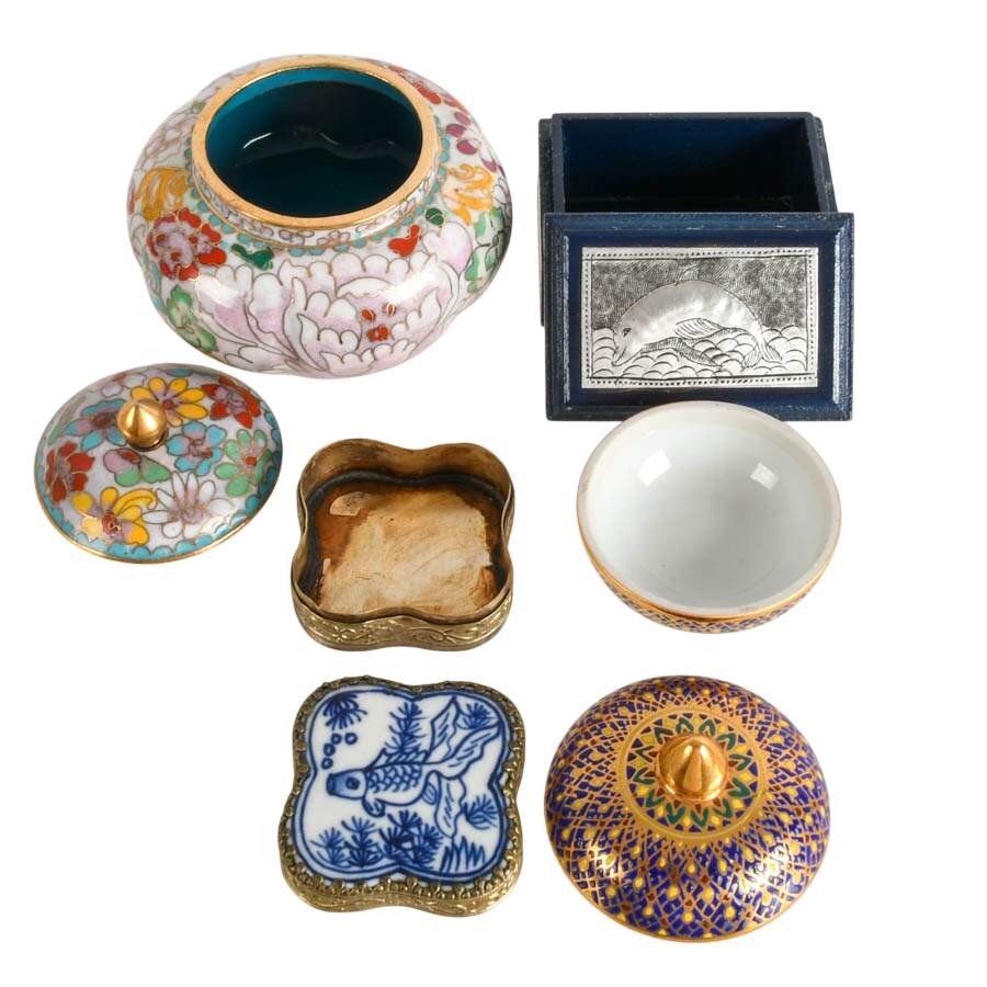 Four Asian Mixed Media Jewelry Boxes-2