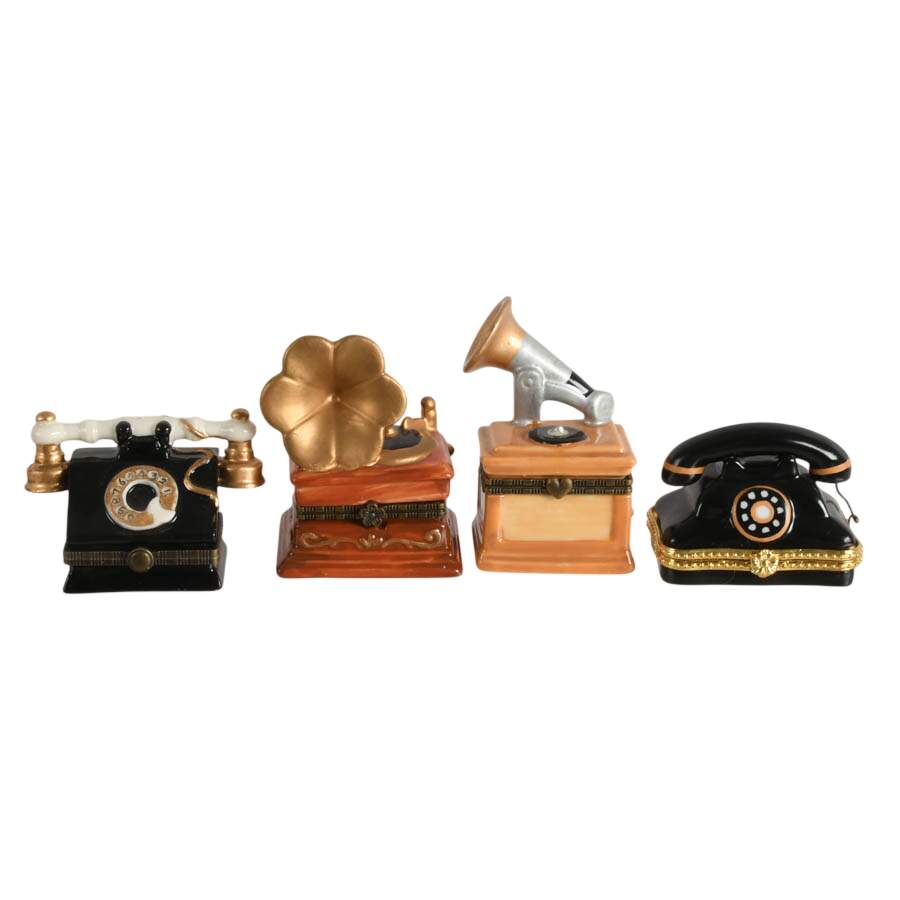 Four-Piece Vintage Hi-Fi Equipment Porcelain Trinket Boxes-1
