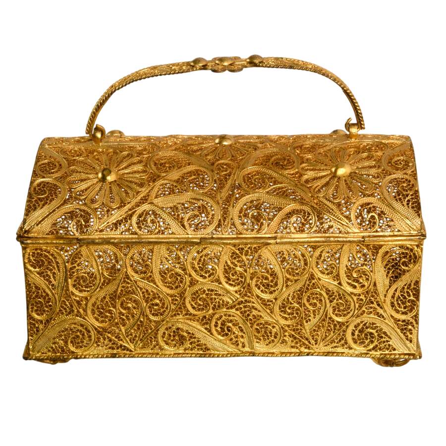 Handmade Portuguese Metal Filigree Jewelry Box-5