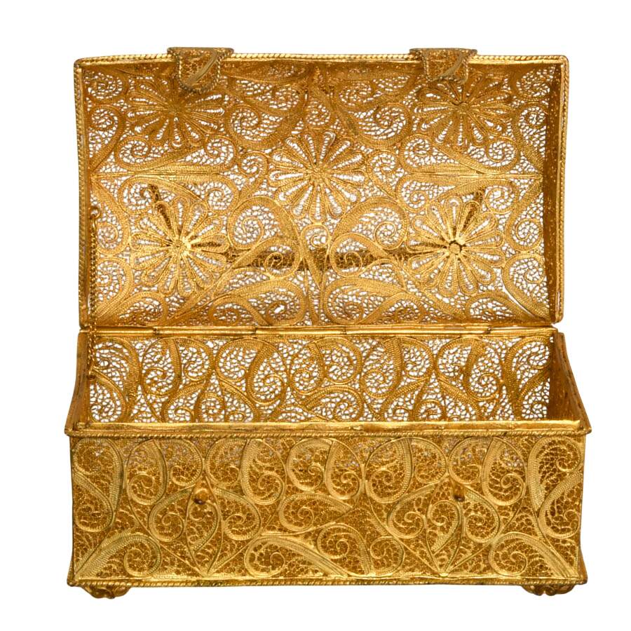 Handmade Portuguese Metal Filigree Jewelry Box-4