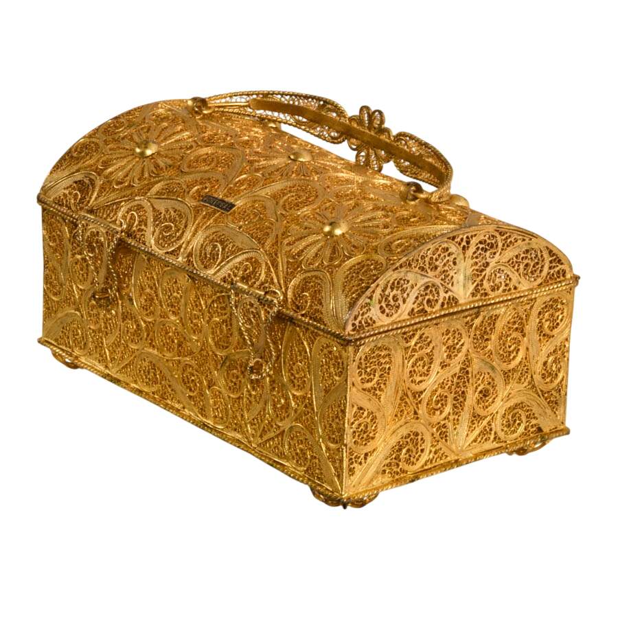 Handmade Portuguese Metal Filigree Jewelry Box-2